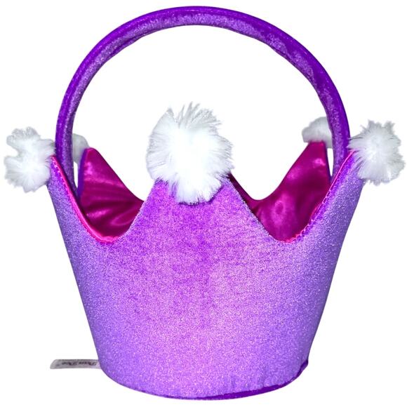 Dan Dee Princess Purple Velvet Crown Basket Plush Easter Halloween Storage - Picture 2 of 4